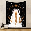 Dettaglio di arazzo bohémien con dea, fasi lunari e motivi del sole celestiale - GT520-3 (Dea della Stella dai Capelli Bianchi) / 73X95CM (Spazzolato Transfrontaliero)