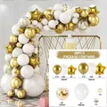 98pcs gold and white balloon arch kit with latex balloons and star foils for party decor - Gold White Pentagram Style (Set 052)