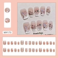 French cat eye press-on nails with 3D butterflies and crystals on gradient pink base - 30Pcs With Glue / Ice Crystal Butterfly Gradient Pink (MY173)