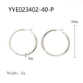 Polished silver stainless steel 40mm hoop earrings with minimalist tube design - Silver 40mm(YYE023402-40-P) / 40mm