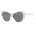 White cat-eye glasses frame with grey lenses and stylish infinity cross bridge - Solid White Frame Gray Lens