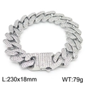 Silbernes Iced-Out Gliederkette-Armband in 18mm Breite mit glitzernden Kristallen - Silber 230x18mm (KB170715-MZOZ)