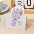 Romantic greeting card with purple tulip bouquet illustration and checkered pattern - Tulip