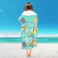 Hooded microfiber beach poncho in mint green with surfing beetle car print for adults - Pullover Style - Sports Car