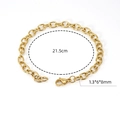18K gold plated stainless steel O-chain bracelet with 21.5cm length and 1.3x6x8mm links - Gold / 21.5cm