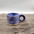 Artistic splash ink ceramic mug with unique round handle and wavy rim in purple finish - 250ML / Purple