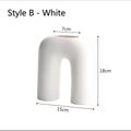 Modern U-shaped white matte ceramic vase with 18cm height for minimalist home decor - White - Style B (Arched Shape)