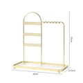 Golden metal jewelry stand for earrings and necklaces with a textured base, 30x13.5x33cm - Multipurpose Door Shape