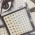 Self-adhesive gold and silver acrylic rhinestones for eye and face makeup styling - 81 Pieces Gold + White