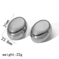 Polished stainless steel oval stud earrings for women, 31mm size, elegant silver finish - Silver Oval Style (TE6702-S)