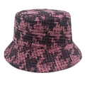 Nahaufnahme der gewebten rosa-schwarzen Hahnentritt-Struktur dieses Fischerhutes - M (56-58cm) / Rosa