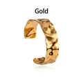 Polished gold wide open bangle with unique hammered water wave texture for a stylish look - Gold