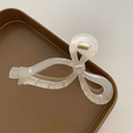 Elegant transparent white jelly bow hair claw clip in a minimalist ribbon design - Champagne