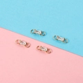 Connecteurs rectangulaires en zircon 18K dorés avec double anneaux pour bijoux DIY - Doré