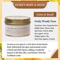 Lime Basil and Mandarin scented soy candle in a golden metal tin for home aromatherapy - Lime Basil / 80g