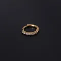 Mini gold-plated copper hoop earring featuring a single row of white zircon inlay - Gold