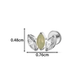 Titanium flat back stud featuring three marquise cubic zirconia in a leaf-shaped silver design - 3# Silver (Light Green)
