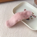 Close-up of a pink plush hair clip on a decorative tray featuring soft faux fur texture - Basic Style / Pink