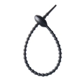 Adjustable black silicone beaded cable tie for wire organizing and keychain DIY - Black