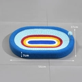 Panier griffoir ovale en sisal pour chat avec bordure bleue en peluche et jouet à ressort - Ciel Étoilé Standard Ovale