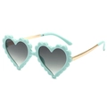 Gafas de sol de corazón para niños con montura ondulada verde menta y lentes degradados - Montura Verde Lentes Doble Gris