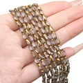 Handheld transparent oval glass beads with gold trim for DIY jewelry making - Approx 50pcs/Strand / 4x6MM / Transparent Light Gray