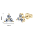 S925 sterling silver gold snake studs with three moissanite stones, 6.6mm size - Clover Style / 925 Silver / K-Yellow Gold