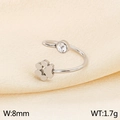Bague ouverte patte de chat argentée avec cristal, largeur 8mm et poids léger 1,7g - Style C Fleur Creuse avec Zircon Unique (KR103469-GC)