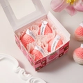 Pink gradient strawberry shaped candle gift set with 4 handmade candles in a cartoon box - Pink and White Gradient 4pcs Gift Box