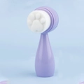 Cat paw manual facial cleansing brush with soft bristles and purple handle - Small Standing Cat Claw Facial Brush / Purple