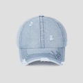 Casquette de baseball en jean bleu clair délavé avec déchirures et broderies - M (56-58cm) / Bleu clair