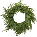 Detail of lush green artificial pine Christmas wreath with realistic needle texture - PE Pine Needle Style (40cm)