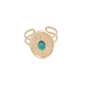 Anello vintage in acciaio inossidabile con gemma verde ovale e trama a raggiera - Stile gemma verde ovale con motivo a sole (2#)