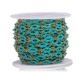 Lip-shaped stainless steel chain in turquoise enamel and gold for DIY jewelry crafting - 1m / Blue Lips