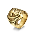 Anello con sigillo dorato da uomo con incisione ancora e scudo su sfondo bianco liscio - Taglia 8 / Stile Scudo con Ancora / Oro