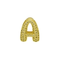 Golden balloon style letter A charm with sparkling zircon inlay for DIY bracelet making - English Letter A (DB241107-A)