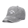 Vintage gray washed cotton baseball cap with white CALIFORNIA 1987 embroidery - Gray
