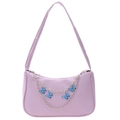 Chic light purple shoulder bag for women with silver chain and blue butterfly charms - Purple