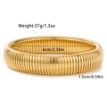 Detailed size chart of a golden ribbed cuff bracelet with 6cm diameter and 1.5cm width - Gold Medium 15.8mm (Style 7) / Gold