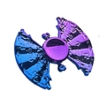 Rainbow gradient bat-shaped hand spinner with intricate embossed patterns and metallic finish - New Gradient Dazzling Xiaoqiao Fan