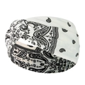 Close-up of black and white paisley yoga headband with soft elastic knotted fabric detail - Black and White Paisley Pattern (32)