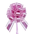 Detail of pink matte pull bow ribbon with metallic stripes for gift wrapping - Pink