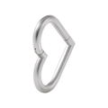 Mosquetón plateado pulido en forma de corazón con cierre de resorte para joyería - 1.2x8mm / Color Acero