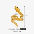 Anello a serpente regolabile in acciaio inossidabile dorato con dettagli di occhi neri - Oro