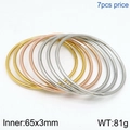 7pcs set of 3mm minimalist round bangles in gold rose gold and silver mirror finish - Mixed Three Colors (Set of 7) / 65*3mm