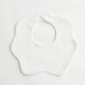 White petal-shaped 6-layer cotton gauze baby bib with breathable 360-degree design - White