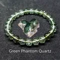 Translucent Green Phantom Crystal beaded bracelet with deep green natural inclusions - Green Phantom Quartz