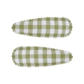 Lot de deux barrettes à cheveux à carreaux vichy verts et blancs à bords festonnés - Pince Goutte à Bord Festonné (Lot de 2) / Gingham Vert Émeraude