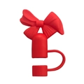 Couvercle de paille nœud rouge en silicone pour tasse Stanley 10mm, capuchon anti-poussière - Rouge