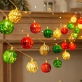 Christmas LED ball string lights in red gold and green with warm yellow glow - 1.5m 10-LED Battery Powered / Red Green Gold Ball